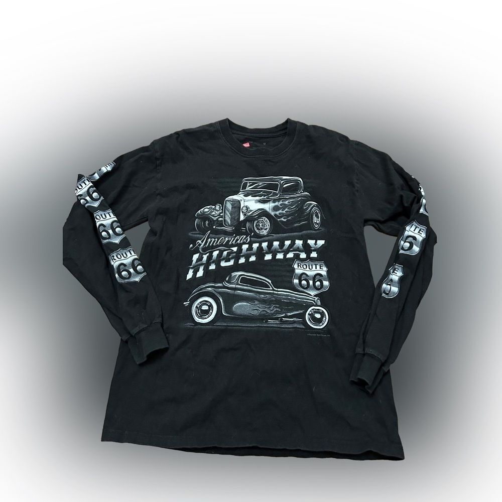 Route 66 America’s Highway Classic Cars Long Sleeve T-shirt